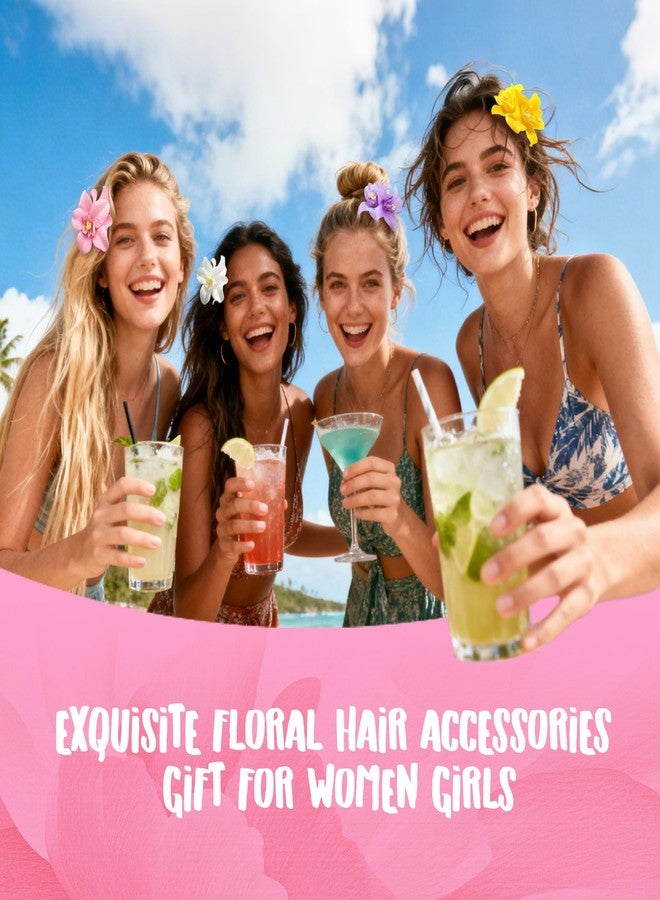 HSEM Flower Hair Clips 6 Pack - Bohemian Hawaiian Artificial Flower Hair Claws for Women, Tropical Hairpins for Beach Wedding, Bridal Party, and Vacation Accessories (3.5 Inch) - Image 4